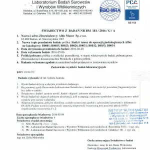 Rodzaj splotu taśm i siatek ALBIS str. 1.