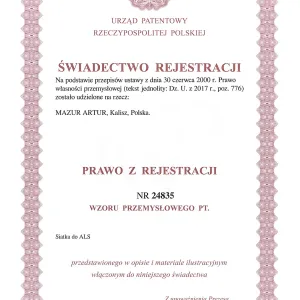 Urząd Patentowy RP - Świadectwo Rejestracji nr 24835 - Siatka do ALS