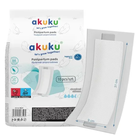 Podpaski poporodowe Akuku Maxi wysokochłonne 10 szt. / A0659 / Akuku