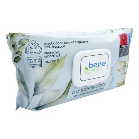 Bene Hygienic Chusteczki XL 72 szt. nawilżane z witaminą E przebadane dermatologicznie / BH0900 / Bene Hygienic
