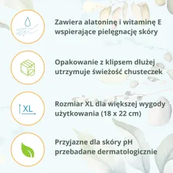 Bene Hygienic Chusteczki XL 72 szt. nawilżane z witaminą E przebadane dermatologicznie Bene Hygienic Chusteczki XL 72 szt. nawilżane z witaminą E przebadane dermatologicznie