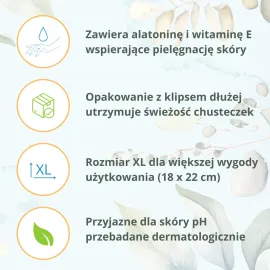 Bene Hygienic Chusteczki XL 72 szt. nawilżane z witaminą E przebadane dermatologicznie