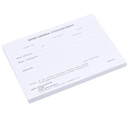 Druk wynik badania cytologicznego wg. Papanicolau 100 arkuszy A6 / G0092 / ALBIS