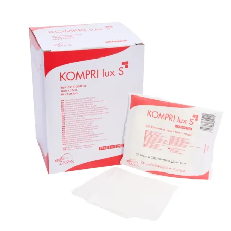 Kompres gazowy bez nitki RTG jałowy 10x10cm 50x2 szt. KOMPRI lux S / G0123 / Zarys
