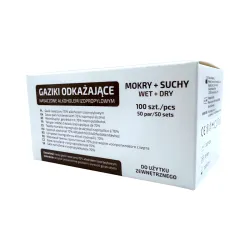 Gaziki do dezynfekcji suchy + mokry nasączone alkoholem 70% IPA 100 szt.
