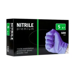 Rękawice nitrylowe S niesterylne fioletowe 100 szt. Premium Rękawice nitrylowe S niesterylne fioletowe 100 szt. Premium