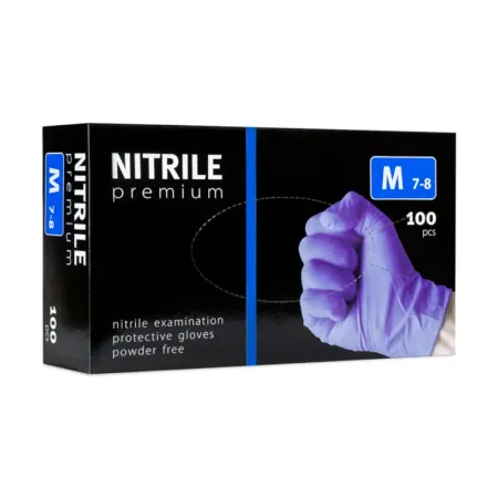 Rękawice nitrylowe M niesterylne fioletowe 100 szt. Premium / G0262 / ALBIS