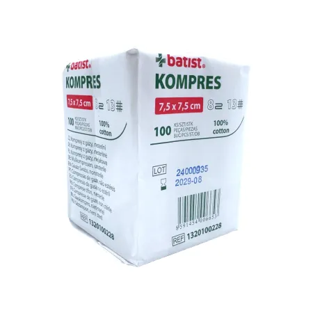Kompres z gazy niejałowy 7,5x7,5cm 100 szt. 13N 8W Batist / G0511 / Batist Medical