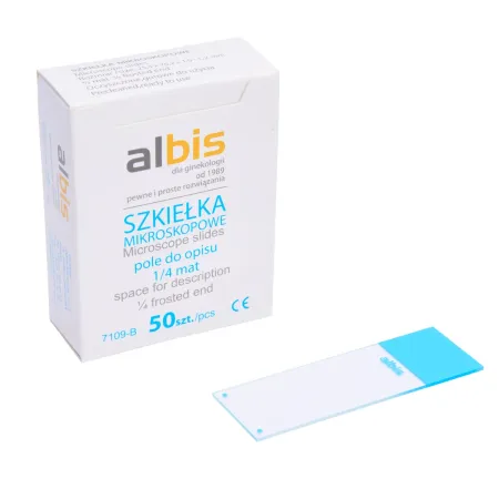 Szkiełka mikroskopowe cytologiczne 1/4 niebieski mat 50 szt. / G0747 / ALBIS