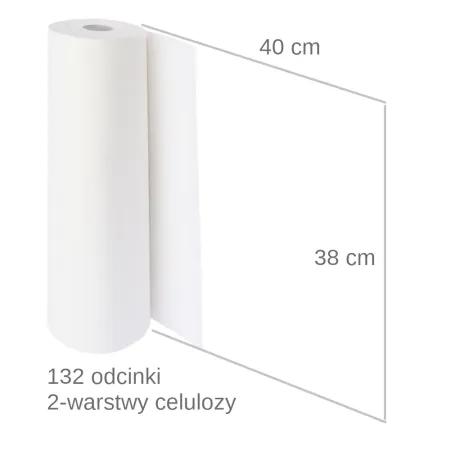 Higieniczny podkład celulozowy serweta ochronna rolka 132 odcinki 38x40cm / G0812 / Aseo Paper