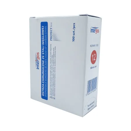 Ostrza chirurgiczne nr 12 sterylne jednorazowe 100 szt. / G1465 / Intergos