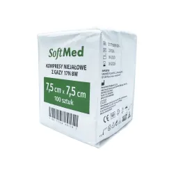 Kompres z gazy niejałowy 7,5x7,5cm 100 szt. 17N 8W SoftMed
