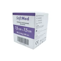 Kompres włókninowy niejałowy 7,5x7,5cm 100 szt. 4-warstwowy 30g SoftMed