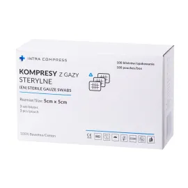 Kompres z gazy jałowy 5x5cm 100 blistrów po 3 szt. Intra Compress