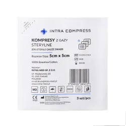 Kompres z gazy jałowy 5x5cm 100 blistrów po 3 szt. Intra Compress