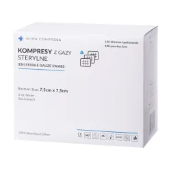 Kompres z gazy jałowy 7,5x7,5cm 100 blistrów po 3 szt. Intra Compress