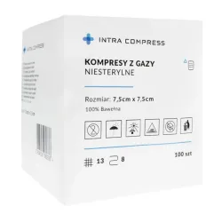 Kompres z gazy niejałowy 7,5x7,5cm 100 szt. Intra Compress