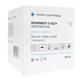 Kompres z gazy niejałowy 7,5x7,5cm 100 szt. Intra Compress