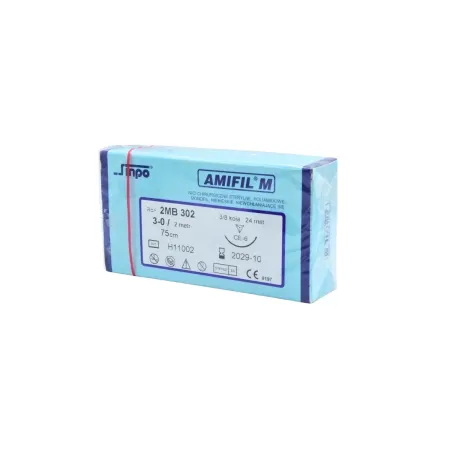 Nici niewchłanialne poliamidowe Amifil M USP 3-0 długość 75cm z igłą 3/8 koła 24mm op. 10szt. / G1826 / Amifil M