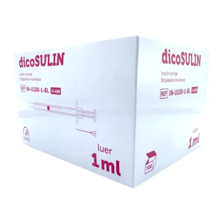 Strzykawka insulinowa 1ml z igłą dicoSULIN op. 100 szt. / G1987 / Zarys