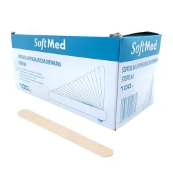 Szpatułka drewniana laryngologiczna sterylna duża 150mm op. 100 szt. SoftMed Szpatułka drewniana laryngologiczna sterylna duża 150mm op. 100 szt. SoftMed