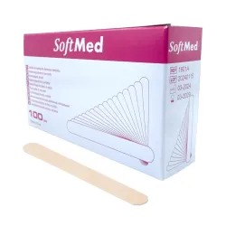 Szpatułka drewniana laryngologiczna niesterylna duża 150mm op. 100 szt. SoftMed Szpatułka drewniana laryngologiczna niesterylna duża 150mm op. 100 szt. SoftMed
