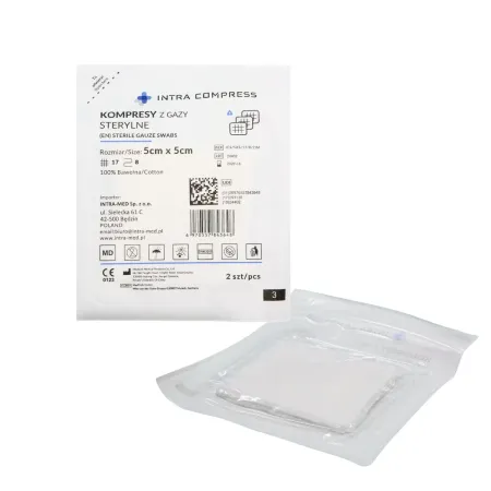Kompresy z gazy jałowe 5x5cm 100op. po 2szt. Intra Compress / G2033 / INTRA-MED