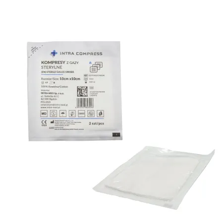 Kompresy z gazy jałowe 10x10cm 100op. po 2szt. Intra Compress / G2035 / INTRA-MED