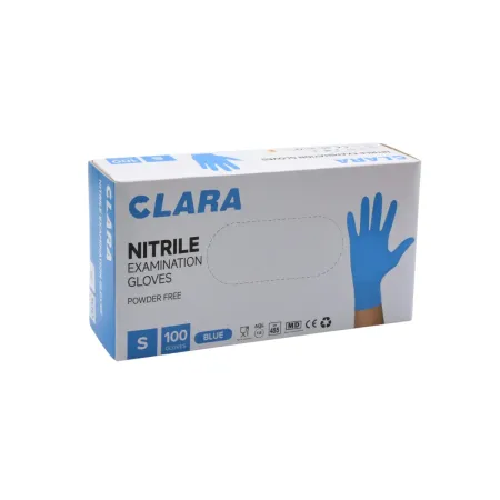 Rękawice nitrylowe bezpudrowe niebieskie S niesterylne 100 szt. Clara / G2110 / Clara