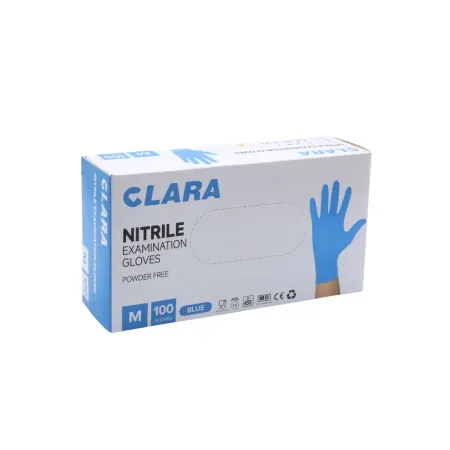 Rękawice nitrylowe bezpudrowe niebieskie M niesterylne 100 szt. Clara / G2111 / Clara