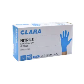Rękawice nitrylowe bezpudrowe niebieskie L niesterylne 100 szt. Clara