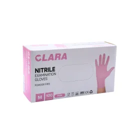 Rękawice nitrylowe bezpudrowe różowe M niesterylne 100 szt. Clara