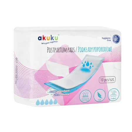 Podkłady poporodowe Akuku Maxi wysokochłonne 10 szt. / A0369 / Akuku Podkłady poporodowe Akuku Maxi wysokochłonne 10 szt. / A0369 / Akuku