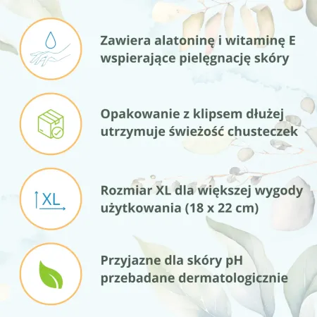 Bene Hygienic Chusteczki XL 72 szt. nawilżane z witaminą E przebadane dermatologicznie / BH0900 / Bene Hygienic