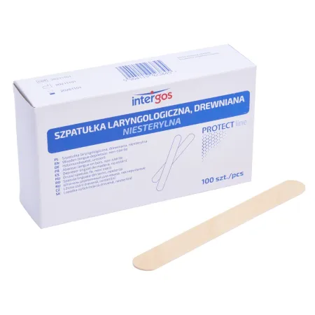 Szpatułka drewniana laryngologiczna niesterylna duża 150mm op. 100 szt. / G0082 / Intergos