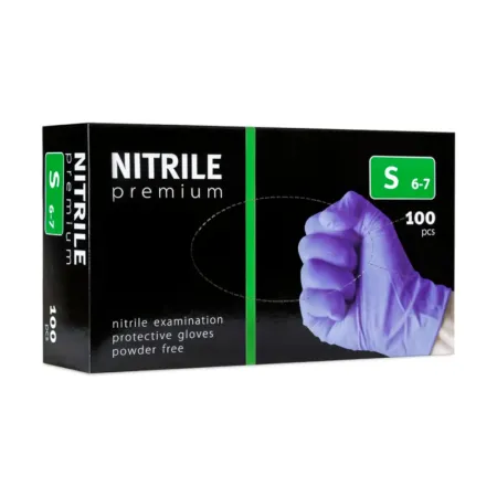 Rękawice nitrylowe S niesterylne fioletowe 100 szt. Premium / G0261 / ALBIS Rękawice nitrylowe S niesterylne fioletowe 100 szt. Premium / G0261 / ALBIS