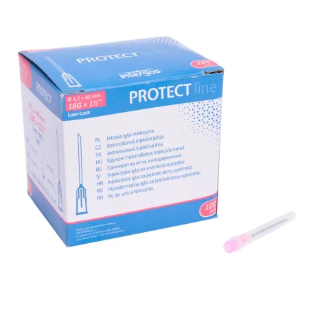 Igła iniekcyjna sterylna 18G 1,2x40mm 100 szt. Protectline / G0406 / Intergos Igła iniekcyjna sterylna 18G 1,2x40mm 100 szt. Protectline / G0406 / Intergos