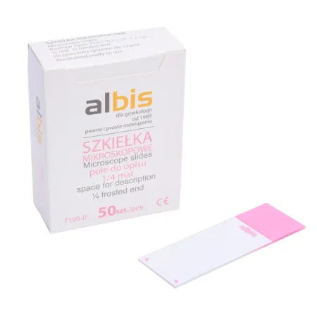 Szkiełka mikroskopowe cytologiczne 1/4 różowy mat 50 szt. / G0749 / ALBIS Szkiełka mikroskopowe cytologiczne 1/4 różowy mat 50 szt. / G0749 / ALBIS