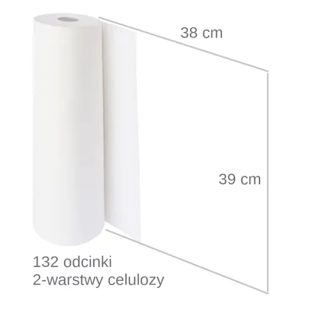 Higieniczny podkład celulozowy serweta ochronna rolka 132 odcinki 39x38cm / G1119 / ALBISPRO.com Higieniczny podkład celulozowy serweta ochronna rolka 132 odcinki 39x38cm / G1119 / ALBISPRO.com