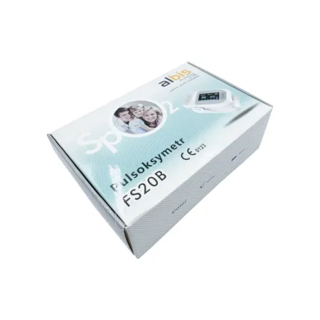 Biały pulsoksymetr ALBIS PRO Pulse Oximeter SpO2 + tętno ekran OLED klipsowy na smyczy / G1163 / ALBIS