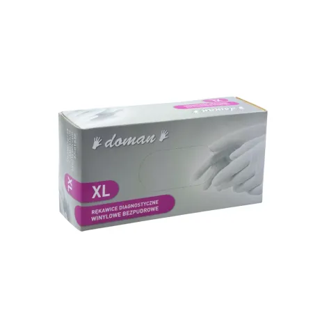 Rękawice winylowe bezpudrowe XL niesterylne 100 szt. Doman / G1170 / Doman Rękawice winylowe bezpudrowe XL niesterylne 100 szt. Doman / G1170 / Doman