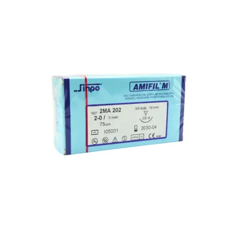 Nici niewchłanialne poliamidowe Amifil M USP 2-0 długość 75cm z igłą 3/8 koła 19mm op. 10szt. / G1240 / Amifil M