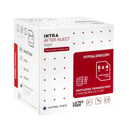 Plaster / przylepiec poiniekcyjny 4cm x 5m z nacięciem co 2cm na 250 iniekcji / G1653 / INTRA-MED Plaster / przylepiec poiniekcyjny 4cm x 5m z nacięciem co 2cm na 250 iniekcji / G1653 / INTRA-MED