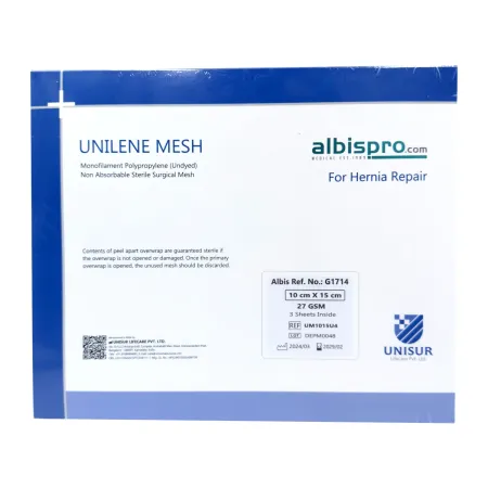 Siatka przepuklinowa Unilene Mesh 1 arkusz 27gsm 10x15 cm / G1714 / Unisur Siatka przepuklinowa Unilene Mesh 1 arkusz 27gsm 10x15 cm / G1714 / Unisur