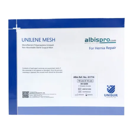 Siatka przepuklinowa Unilene Mesh 1 arkusz 48gsm 10x15 cm / G1716 / Unisur Siatka przepuklinowa Unilene Mesh 1 arkusz 48gsm 10x15 cm / G1716 / Unisur
