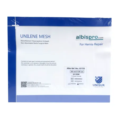 Siatka przepuklinowa Unilene Mesh 1 arkusz 40gsm 30x30 cm / G1725 / Unisur Siatka przepuklinowa Unilene Mesh 1 arkusz 40gsm 30x30 cm / G1725 / Unisur