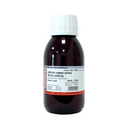 Jodyna roztwór wodny jodu Płyn Lugola 1% 100ml / G1760 / WARCHEM Jodyna roztwór wodny jodu Płyn Lugola 1% 100ml / G1760 / WARCHEM