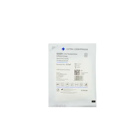 Gaza opatrunkowa sterylna 0,5m2 13nitkowa 1 szt. Intra Compress / G1764 / INTRA-MED