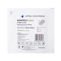 Kompres z gazy jałowy 10x10cm 100 blistrów po 3 szt. Intra Compress