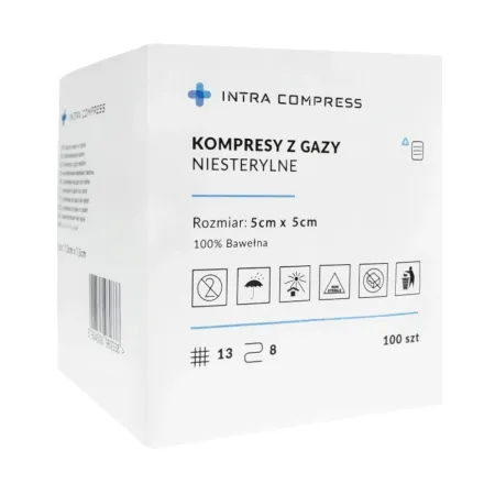 Kompres z gazy niejałowy 5x5cm 100 szt. Intra Compress / G1819 / INTRA-MED Kompres z gazy niejałowy 5x5cm 100 szt. Intra Compress / G1819 / INTRA-MED